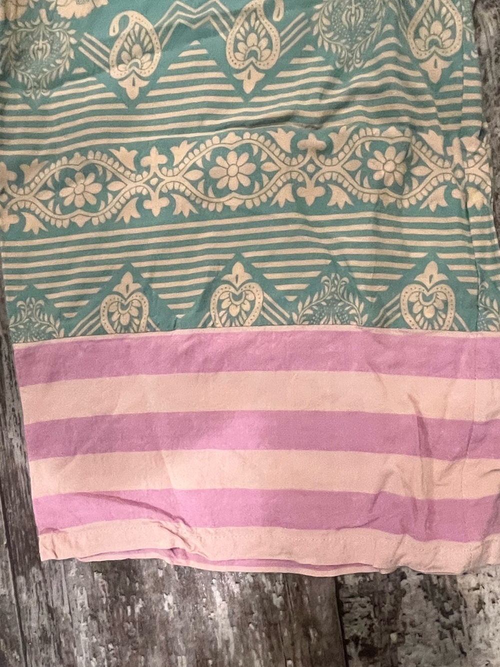 Matilda Jane Teal Floral Wide-Leg Bottoms with Pink Striped Hem - Picture 3 of 6